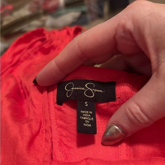 Jessica Simpson Orange Red Ruched Sleeveless Blouse - Picture 2 of 3